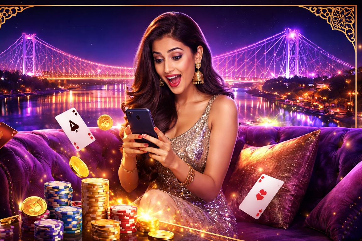 Kolkata poker game with neon lights